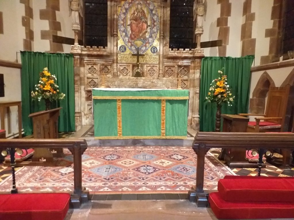Altar with green frontal