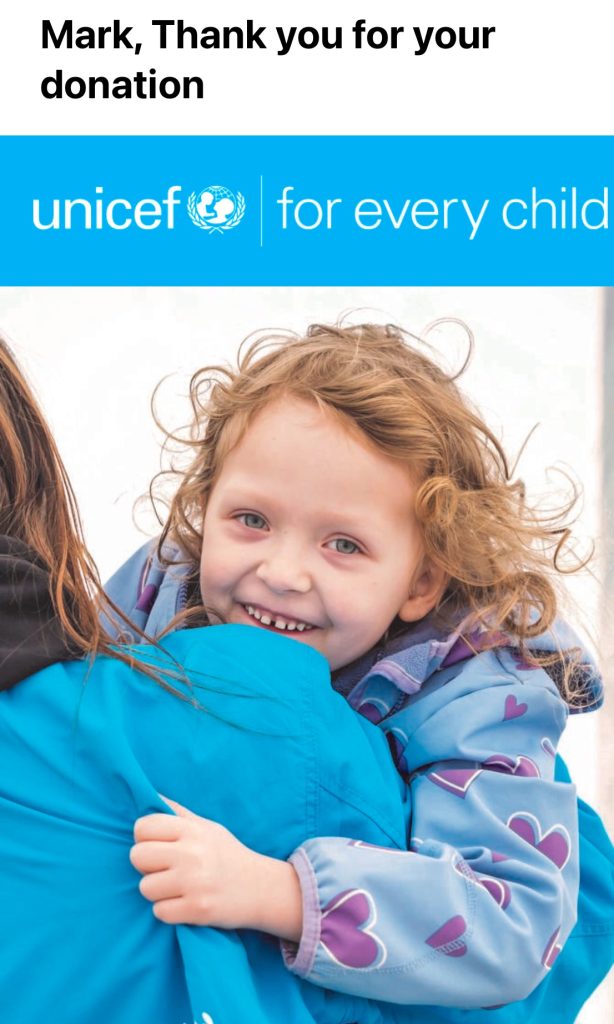 UNICEF - Thank you for your donation