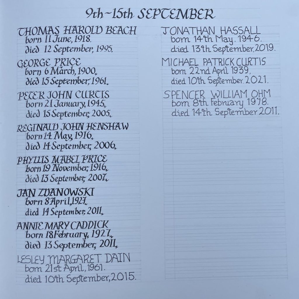 Memorial book page